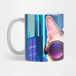 Cool Japanese Techno Cat In Japan Neon City Mug